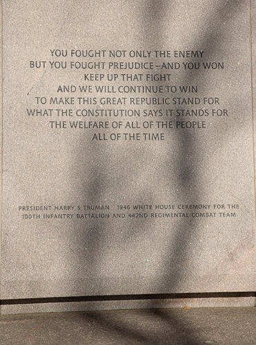 Truman Quote - Japanese American Memorial to Patriotism During World War II in Washington DC