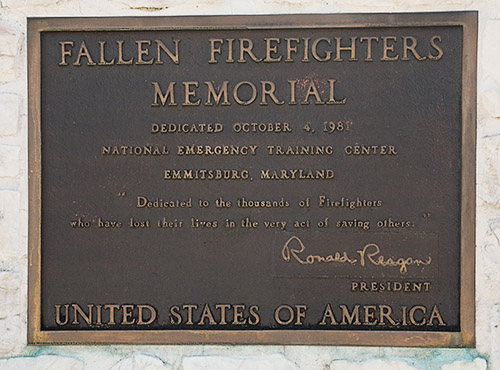 Dedication Plaque at the National Fallen Firefighters Memorial