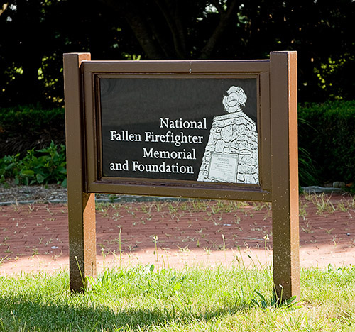 Sign for the National Fallen Firefighters Memorial